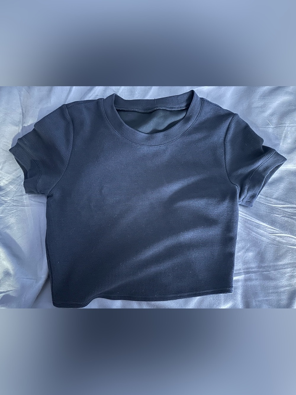 ALO Yoga Black Ribbed Short Sleeve Crop Top Size XS